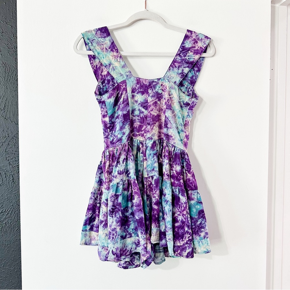 Vanessa Mooney The Elisabeth Romper Dress Aquamarine Purple Blue Size Small - Picture 5 of 5